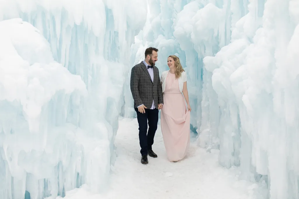 walking through ice castle