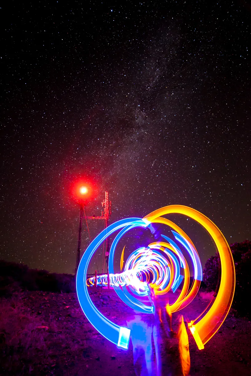 milky way and glow stick movement