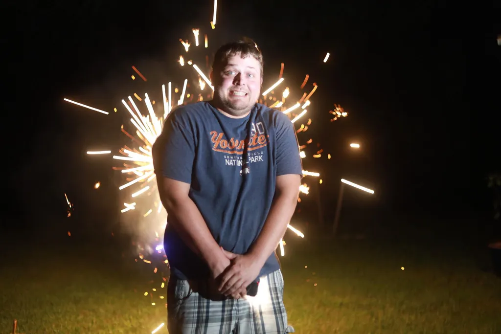 adult mail scared by fireworks