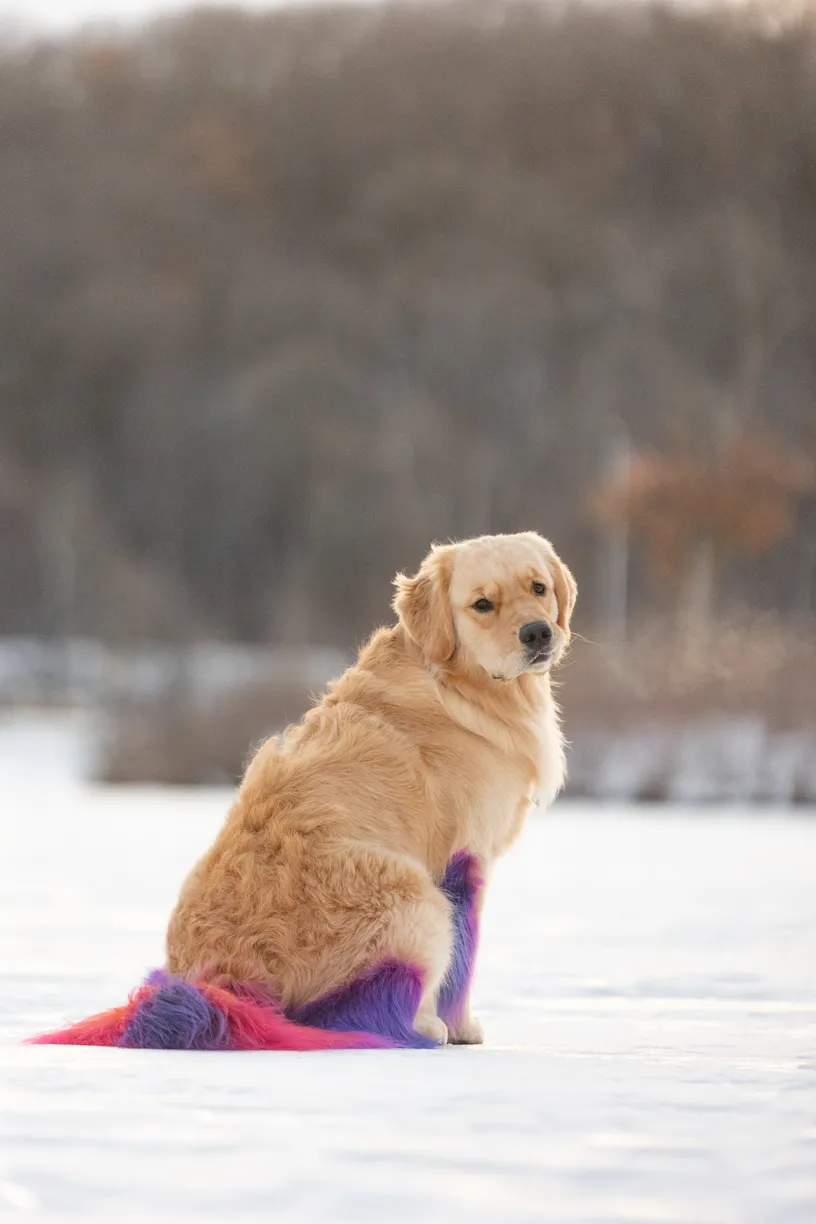 Rainbow Golden Retriever with dyed hair in Minnesota, photo 12 of 30