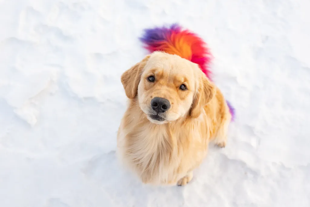 Rainbow Golden Retriever with dyed hair in Minnesota, photo 17 of 30