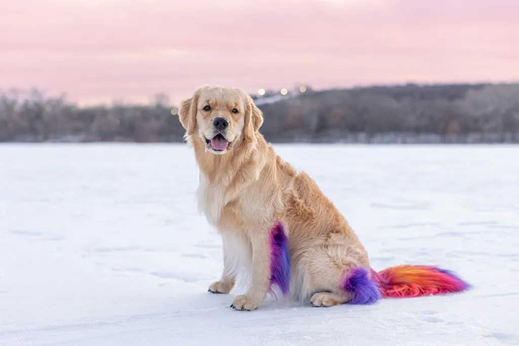 Rainbow Golden Retriever with dyed hair in Minnesota, photo 22 of 30