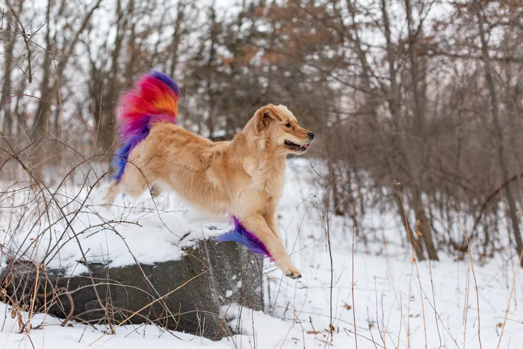 Rainbow Golden Retriever with dyed hair in Minnesota, photo 28 of 30