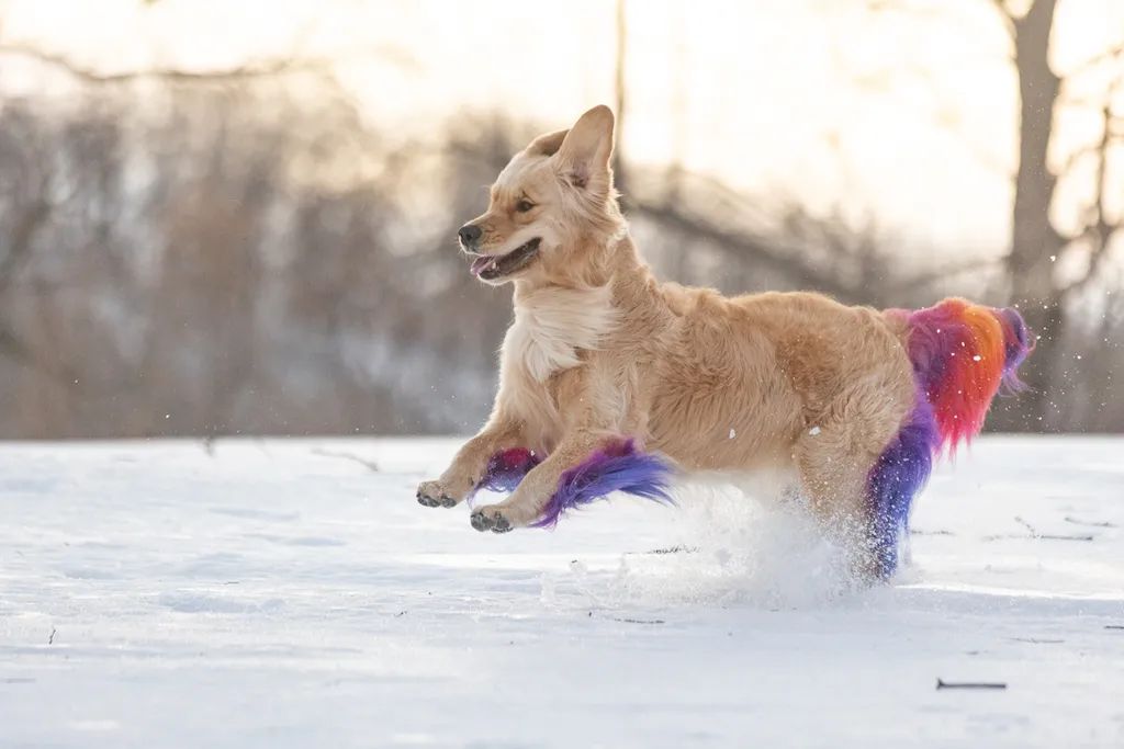 Rainbow Golden Retriever with dyed hair in Minnesota, photo 3 of 30