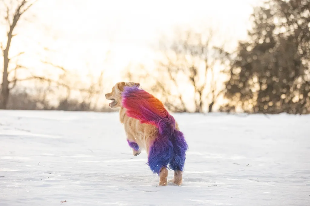 Rainbow Golden Retriever with dyed hair in Minnesota, photo 4 of 30